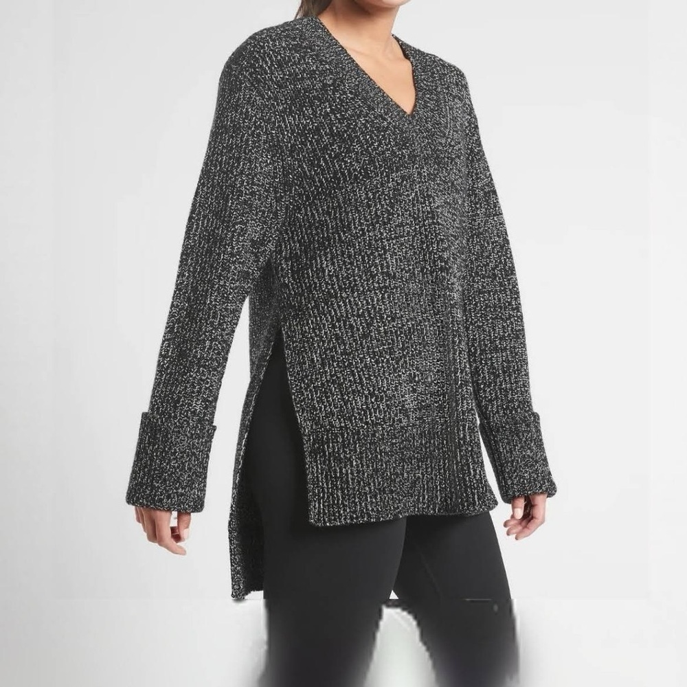 Athleta Shasta V Neck Marled Sweater